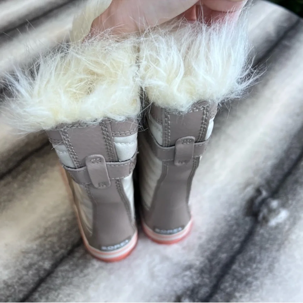 Sorel Tofino II Fawn Omega Taupe Lace Up Kids Tall Fur Lined Boots